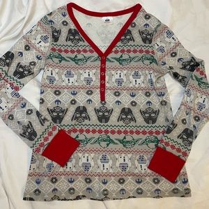 Star Wars Hanna Andersson sz M Fairisle Sleep Shirt Christmas Pajamas Vader Yoda